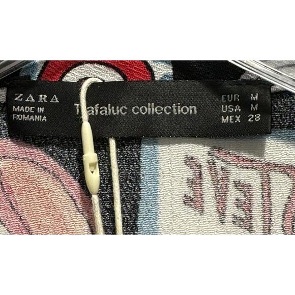 Zara Size Medium Boys Names Heart Print Drop Waist Dress Button Front Artsy RARE - Picture 7 of 9